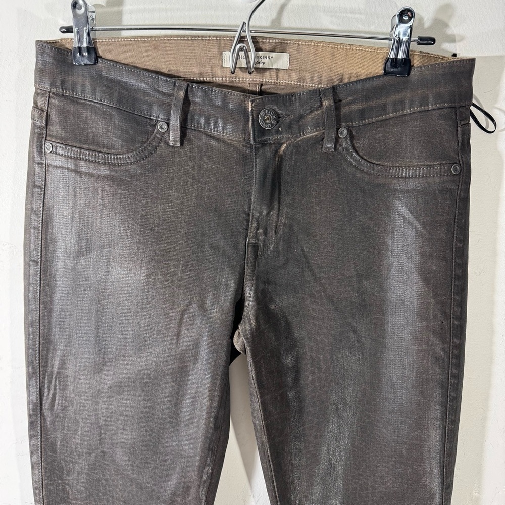 Rich & Skinny jeans brown croc print waxed coated jeans NWT - Picture 2 of 13